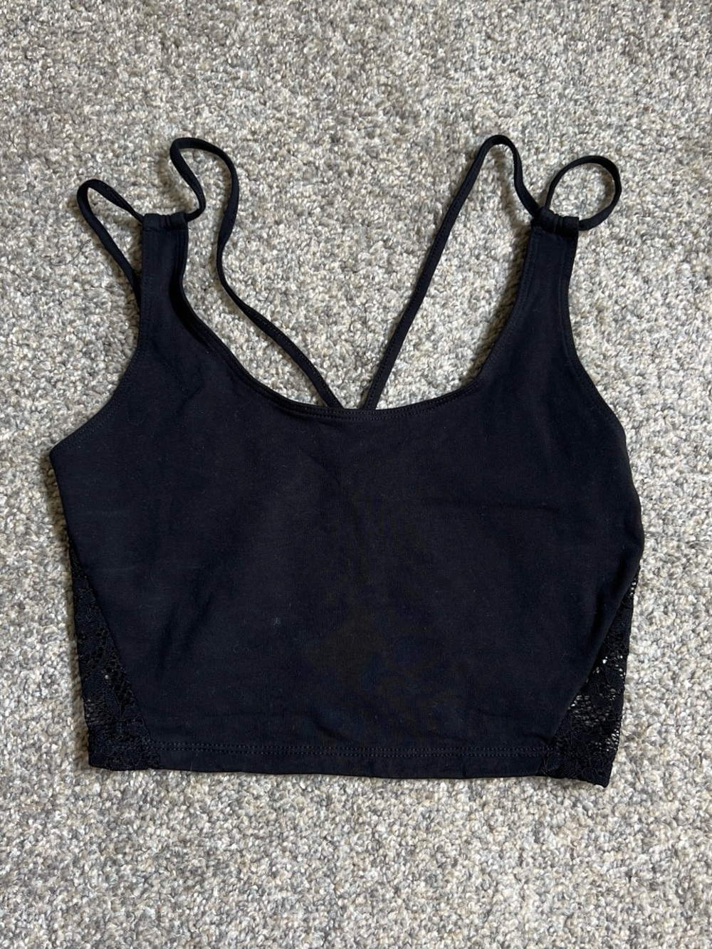 Black lace crop top